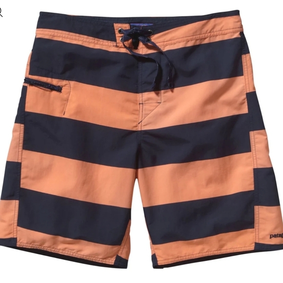 Patagonia Mens Wavefarer 8' Board Shorts Size 34 Alisal Stripe Navy Blue Pocket - Picture 7 of 11